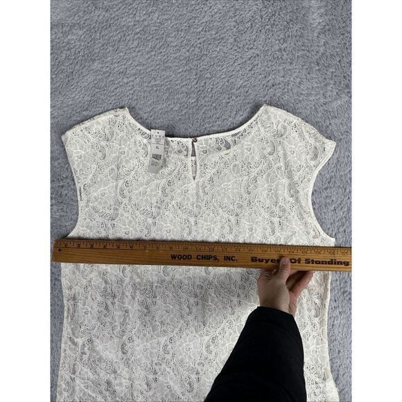 Eddie Bauer Women's Fairy Whimsy Feminine Sheer Lace Cap Sleeve Top XL Cream - Picture 12 of 13